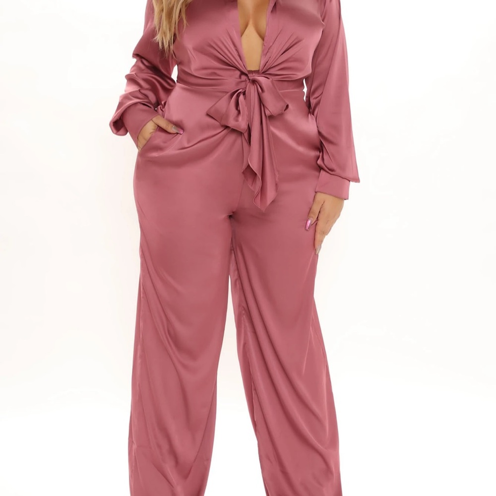 Mauve fashion nova silk jumpsuit